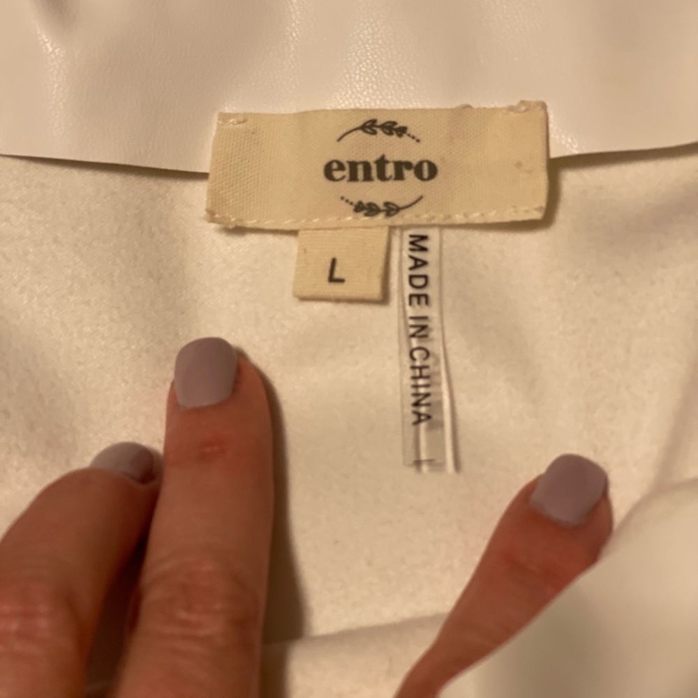 White pleather shirt with built in shorts